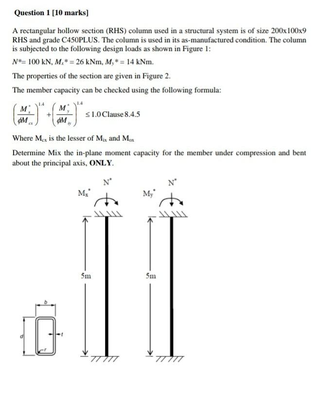 Solved Question 1 [10 Marks) A Rectangular Hollow Section | Chegg.com