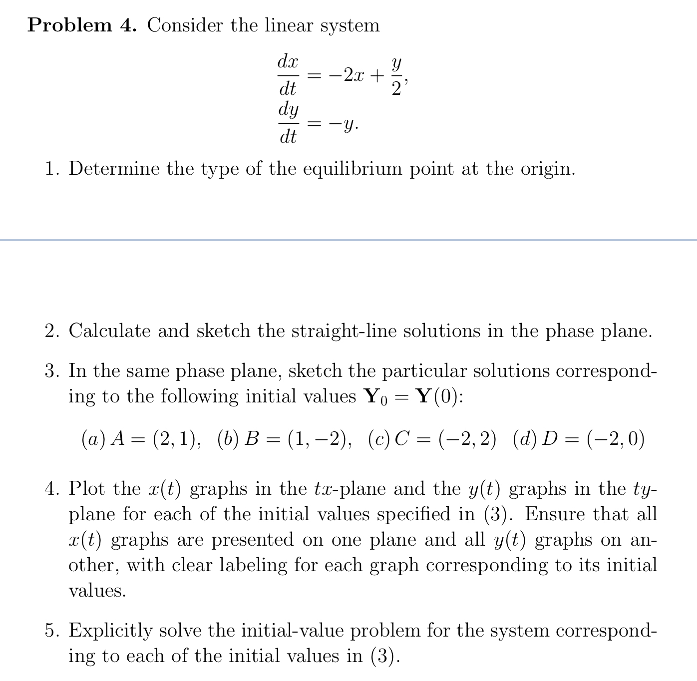 Problem 4. ﻿Consider the linear | Chegg.com