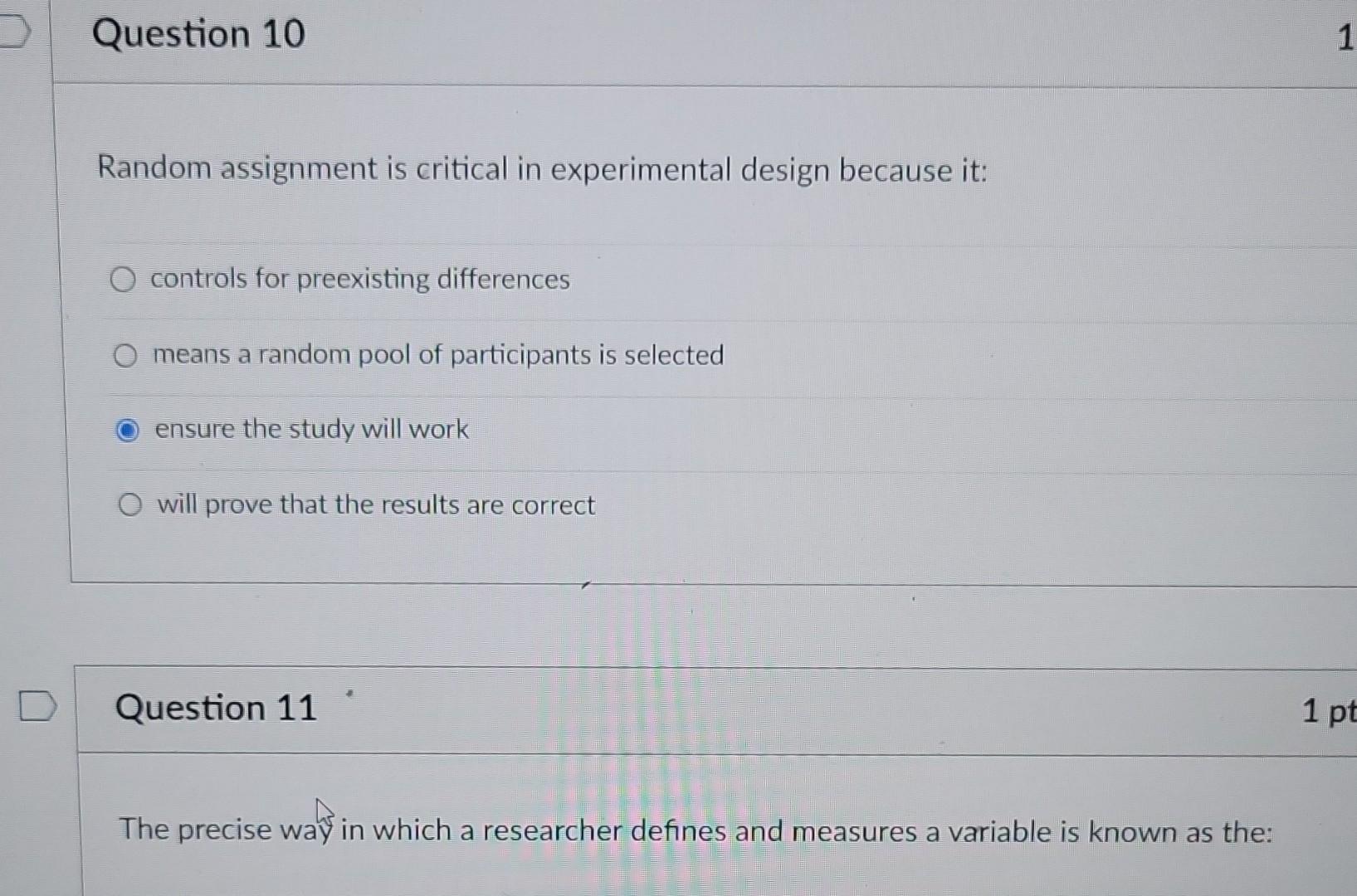 random assignment to experimental and control conditions involves being assigned