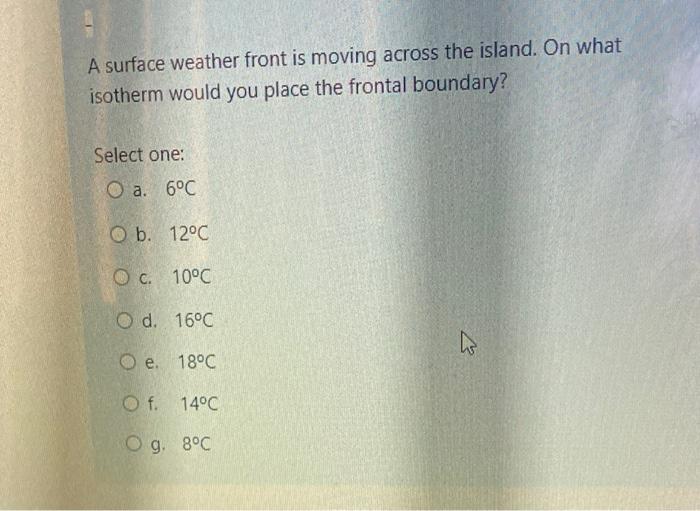Solved Below is a surface weather map that includes key | Chegg.com