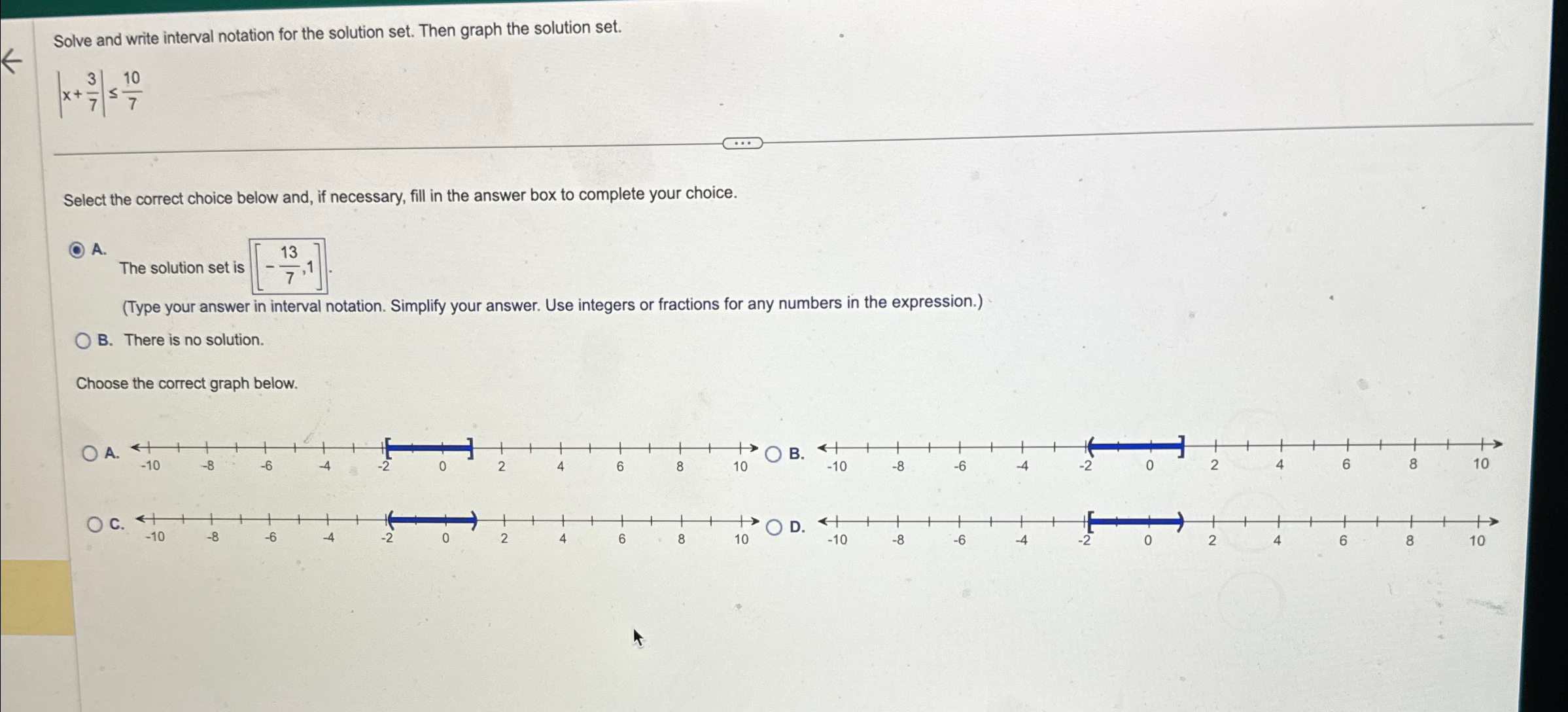 Solved Solve and write interval notation for the solution | Chegg.com
