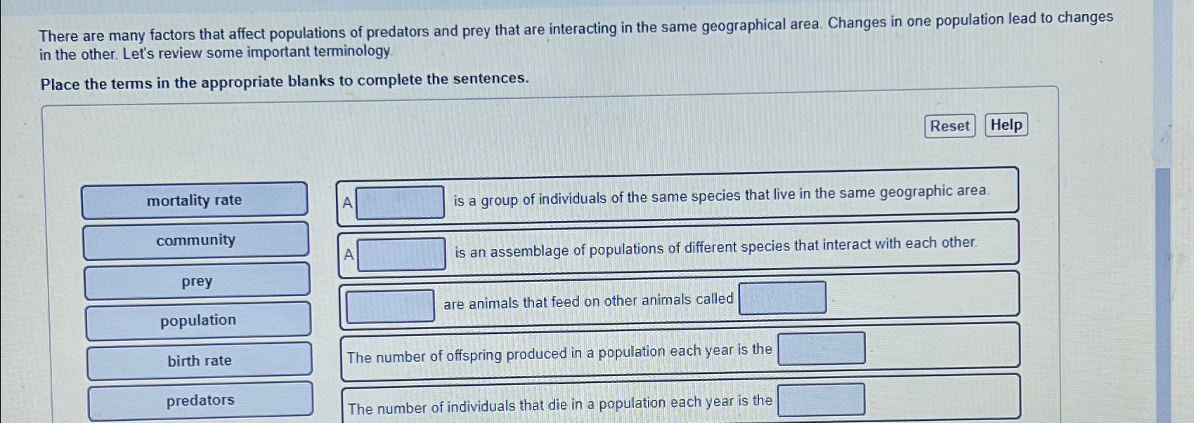 Solved There are many factors that affect populations of | Chegg.com