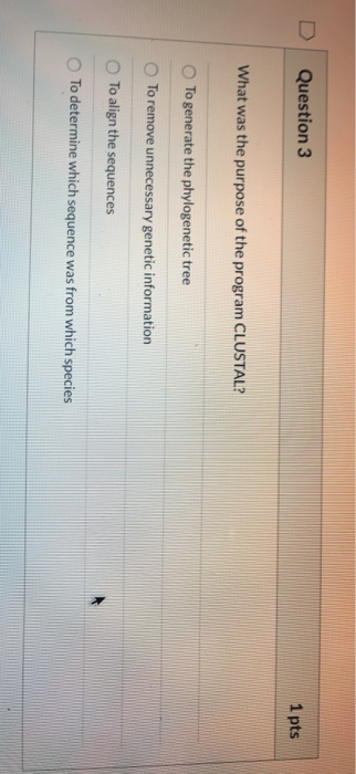 Solved Question 3 1 pts What was the purpose of the program | Chegg.com