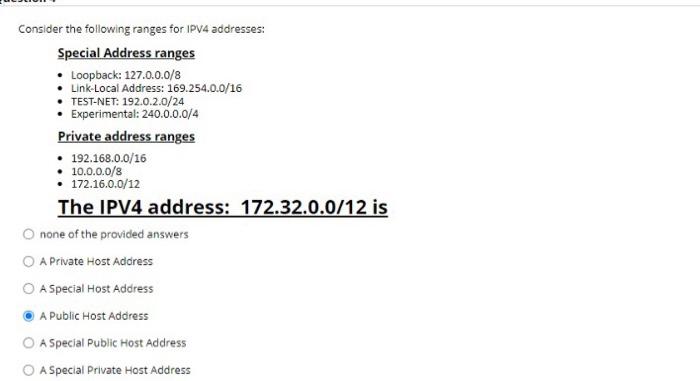 Solved Consider the following ranges for IPV4 addresses: | Chegg.com