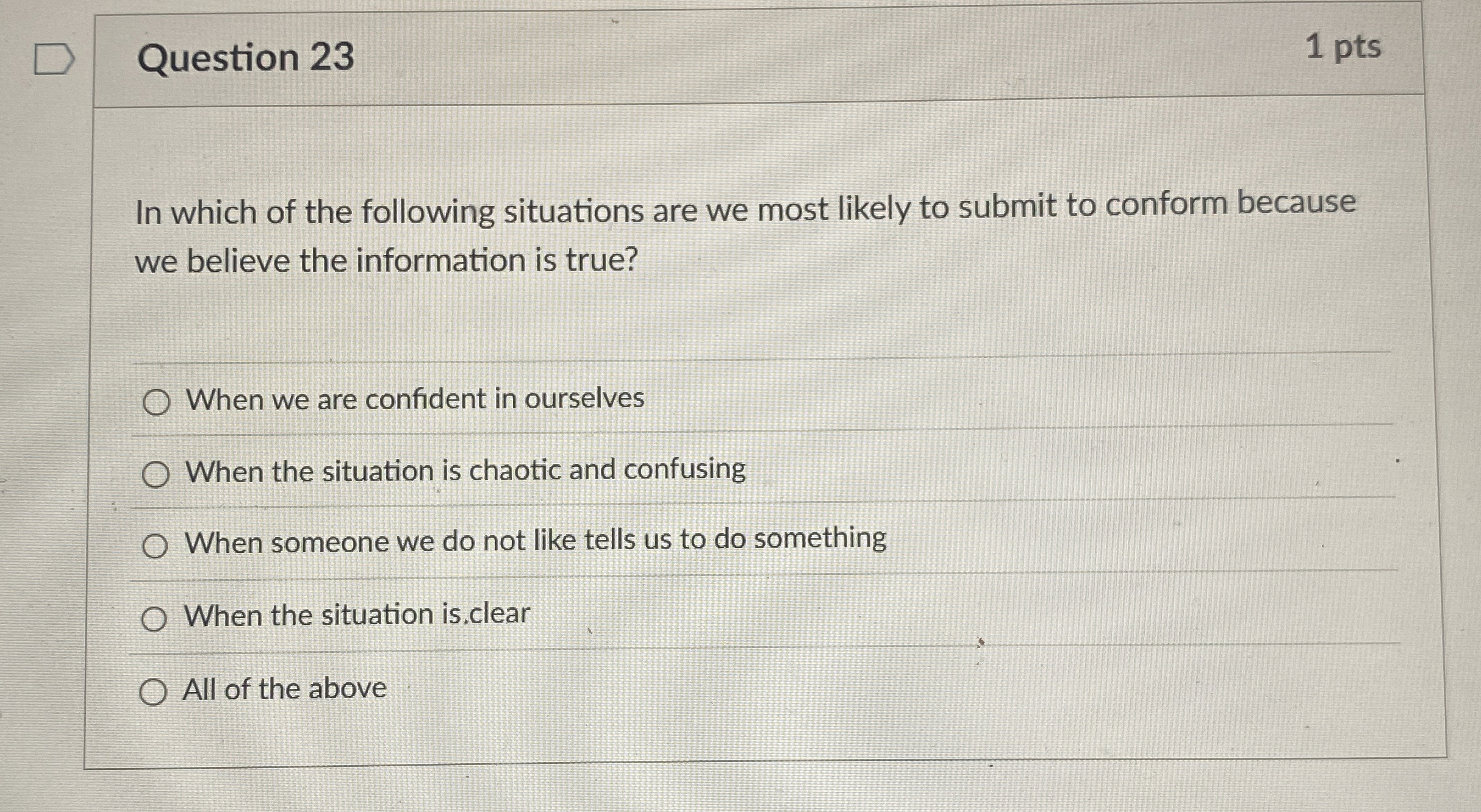 Solved Question 23In which of the following situations are | Chegg.com