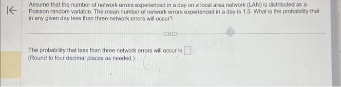 Solved Assume that the number of network errors experienced | Chegg.com