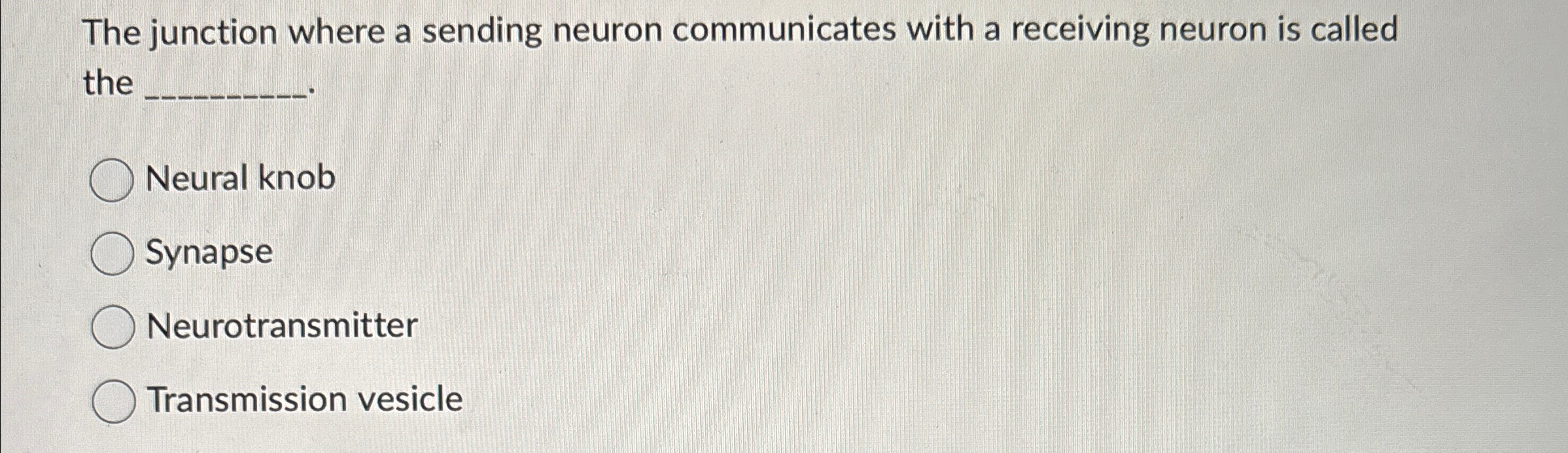 Solved The junction where a sending neuron communicates with | Chegg.com
