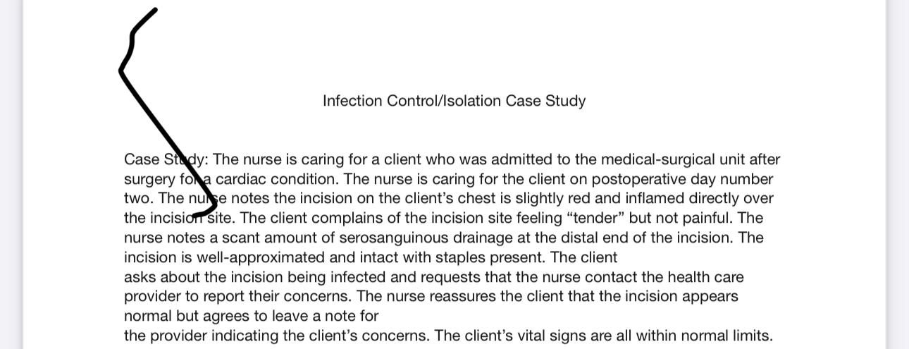 Solved Infection Control/Isolation Case StudyCase Study: The | Chegg.com