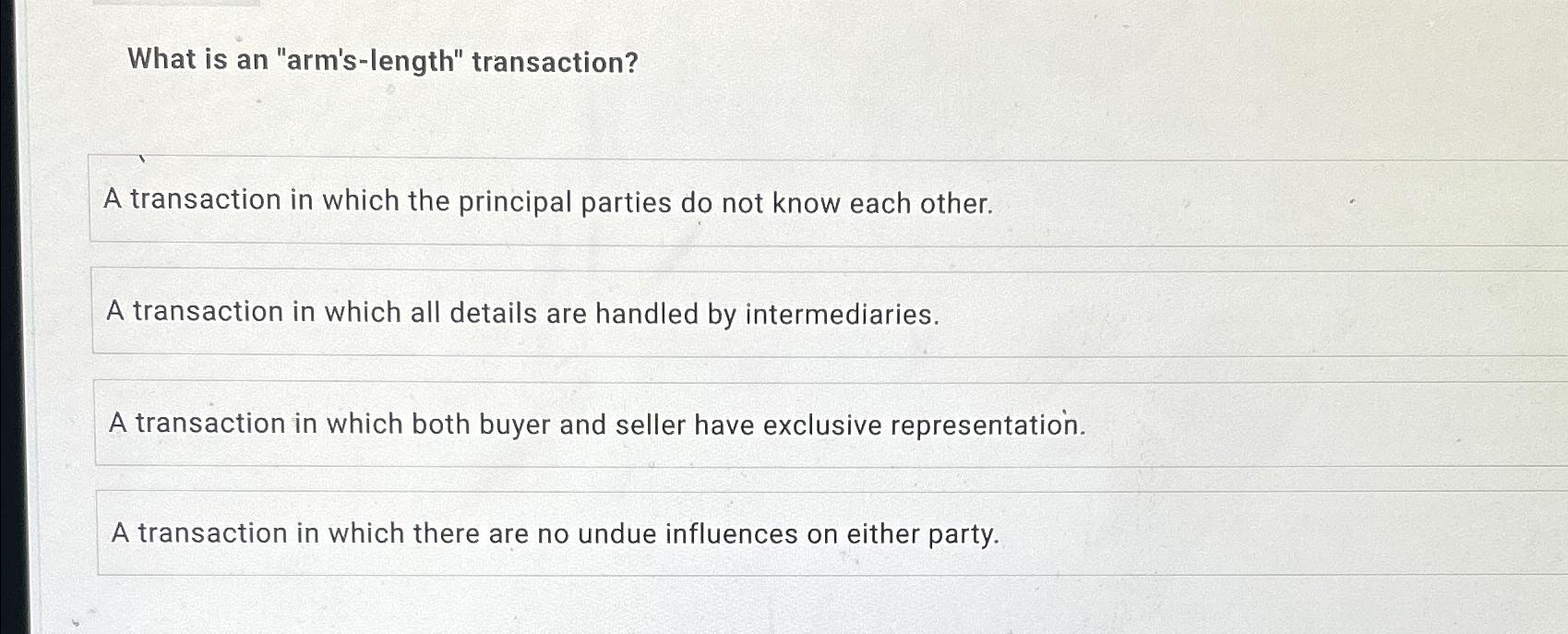 Solved What is an "arm'slength" transaction?A transaction