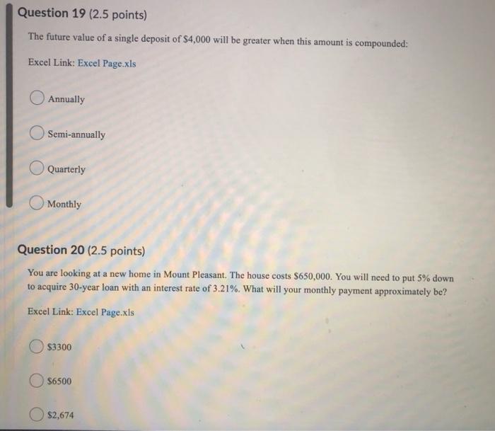 Solved Question 10 (2.5 points) You deposited $6,000 in a | Chegg.com