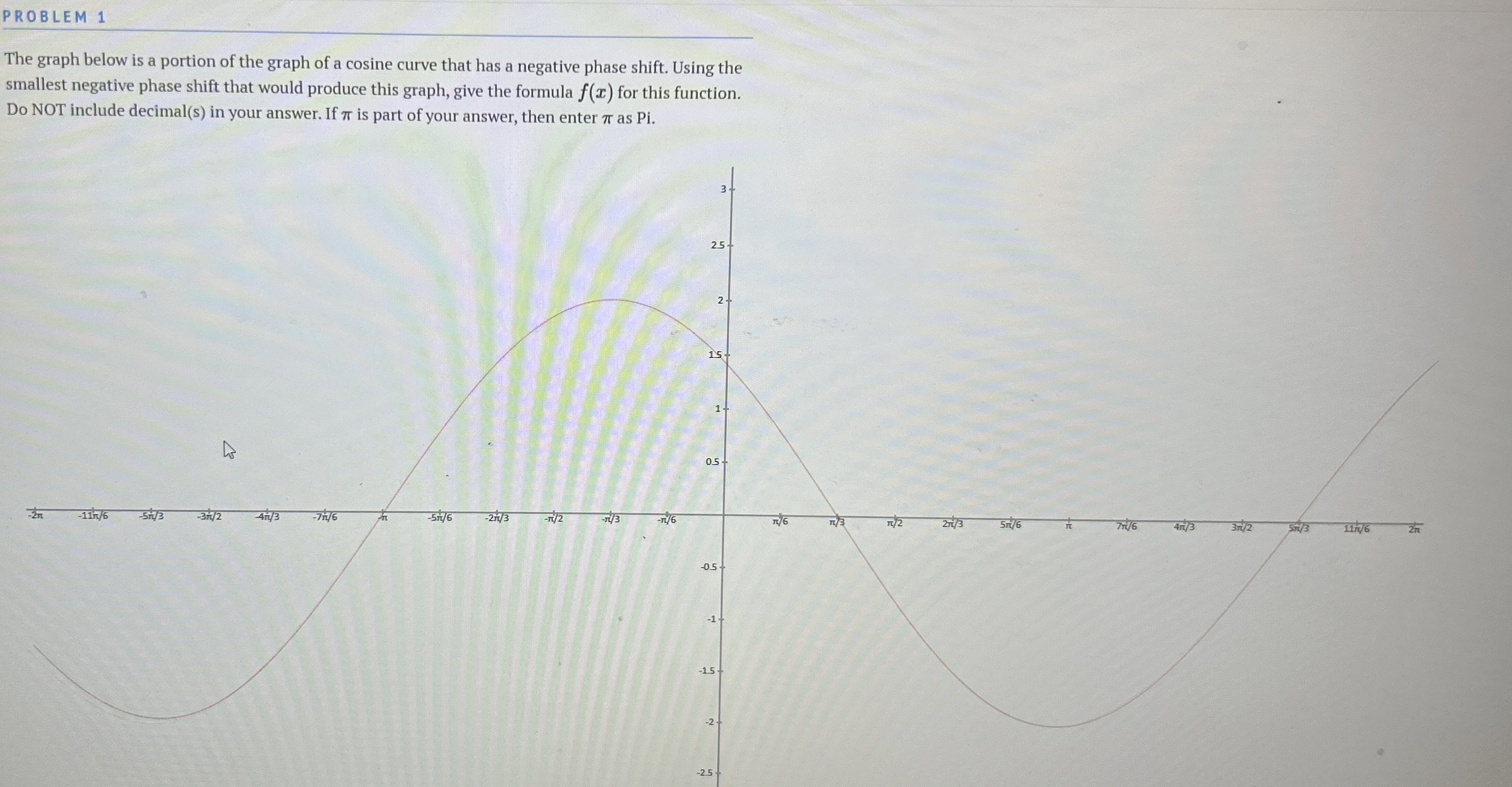 Solved PROBLEM 1The graph below is a portion of the graph of | Chegg.com