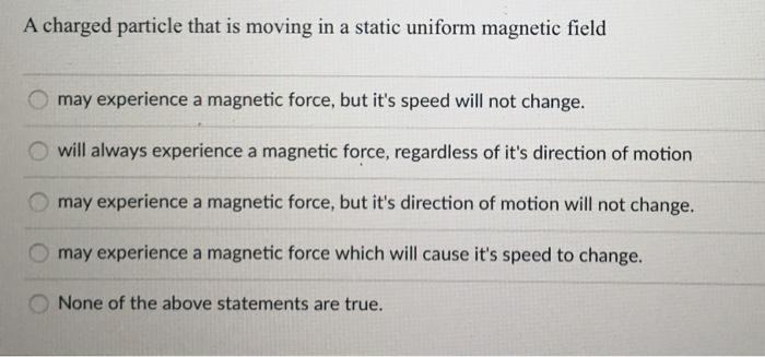 Solved A charged particle that is moving in a static uniform | Chegg.com