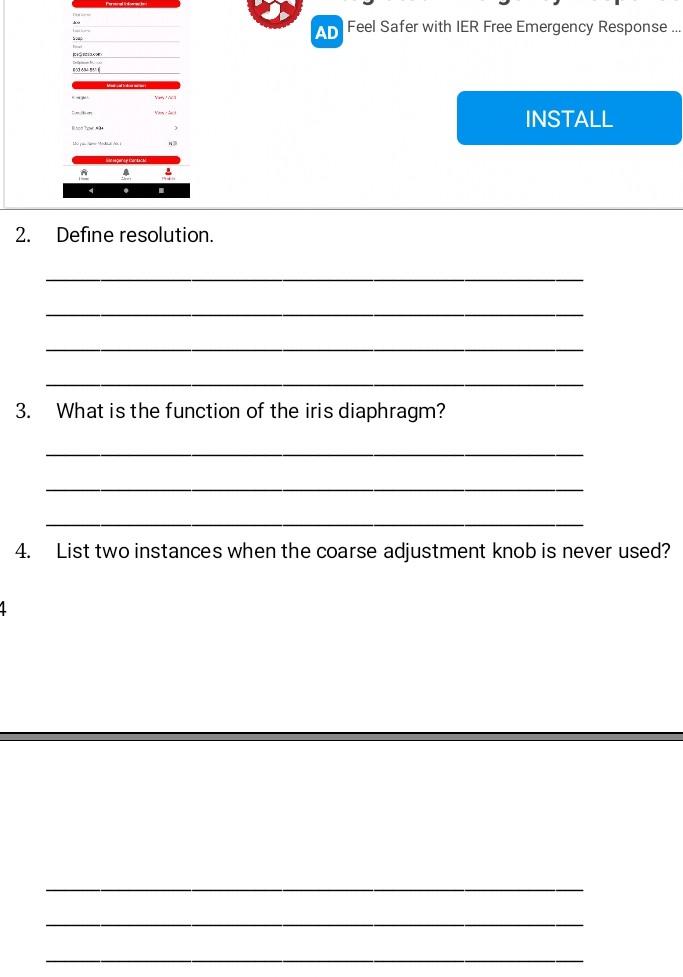 Solved 4. List two instances when the coarse adjustment knob