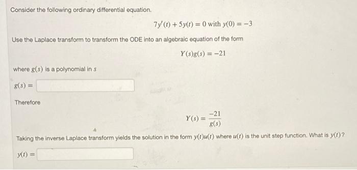 Solved Consider the following ordinary differential equation | Chegg.com