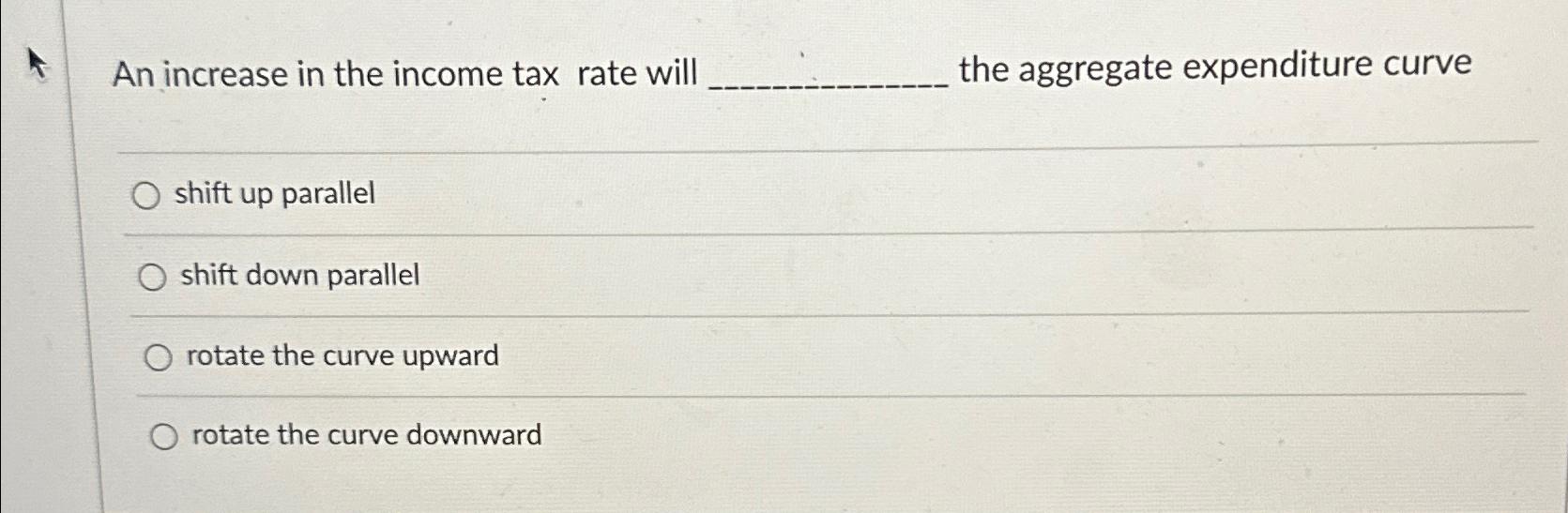 Solved An increase in the income tax rate will the aggregate | Chegg.com