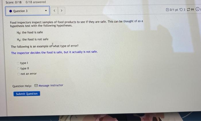 Solved Food inspectors inspect samples of food products to | Chegg.com