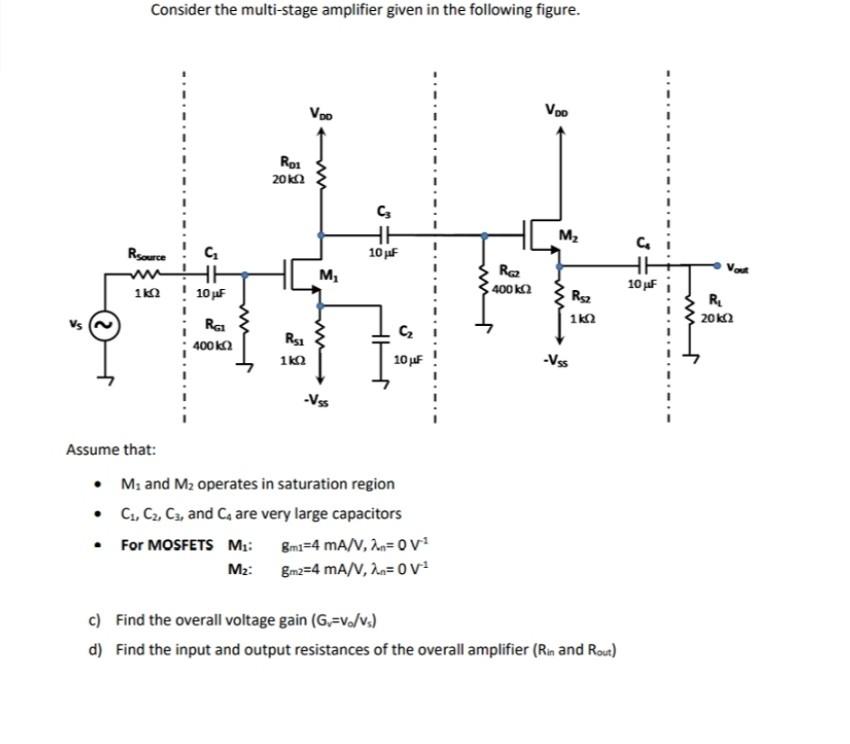 Solved Consider The Multi-stage Amplifier Given In The | Chegg.com