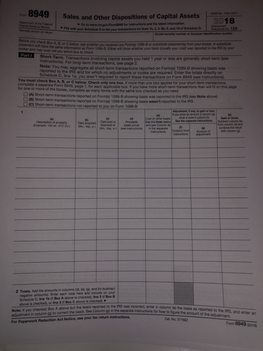 3 fill in the form prepare form 8949 sales and chegg