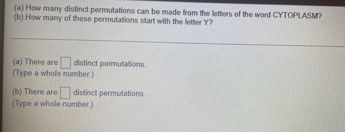 Solved (a) How Many Distinct Permutations Can Be Made From | Chegg.com