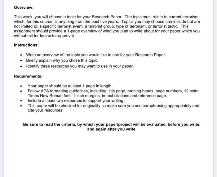 topics on terrorism for research paper