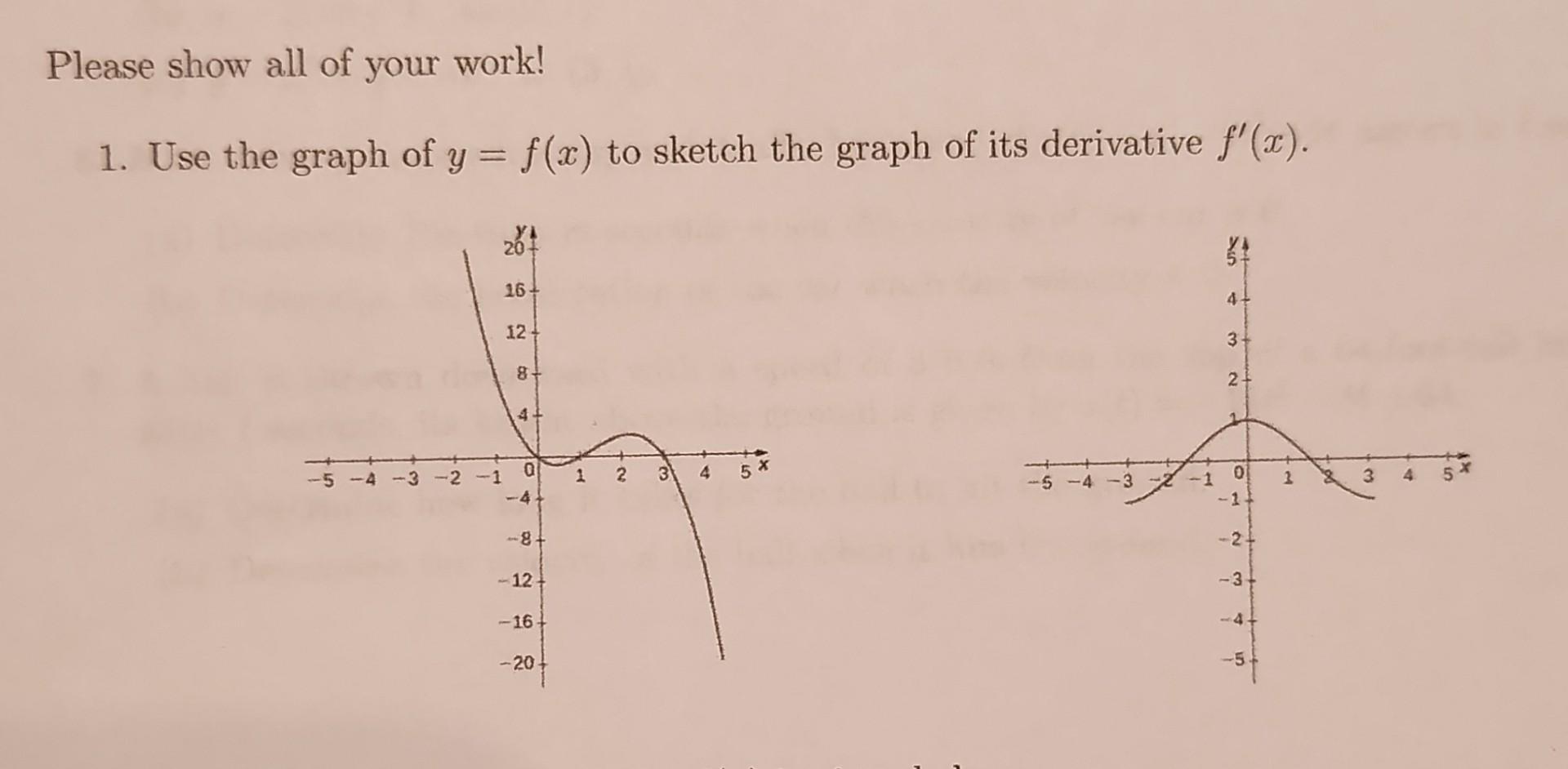Solved Please show all of your work! 1. Use the graph of | Chegg.com