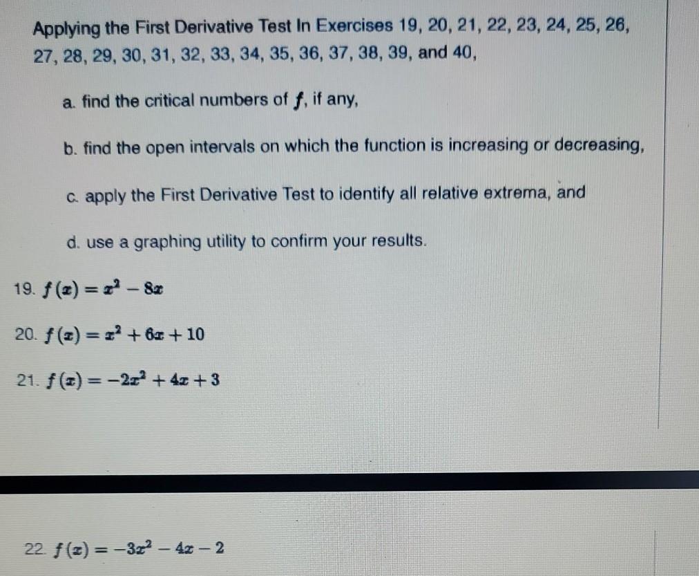Solved Applying the First Derivative Test In Exercises 19, | Chegg.com