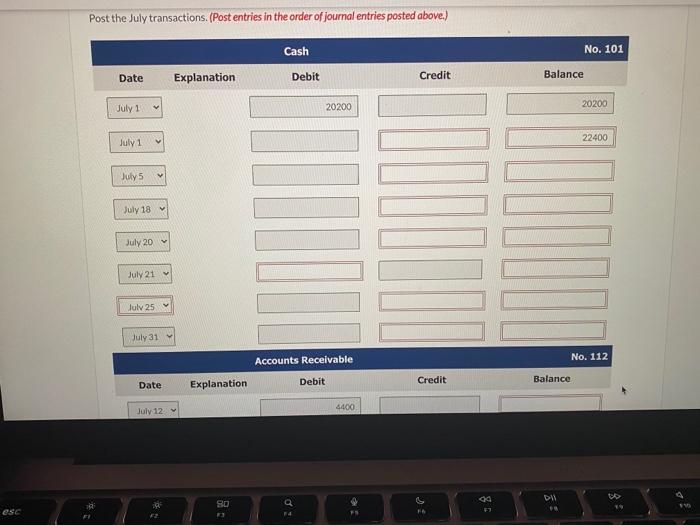 Solved Post adjusting entries. (Post entries in the order of | Chegg.com