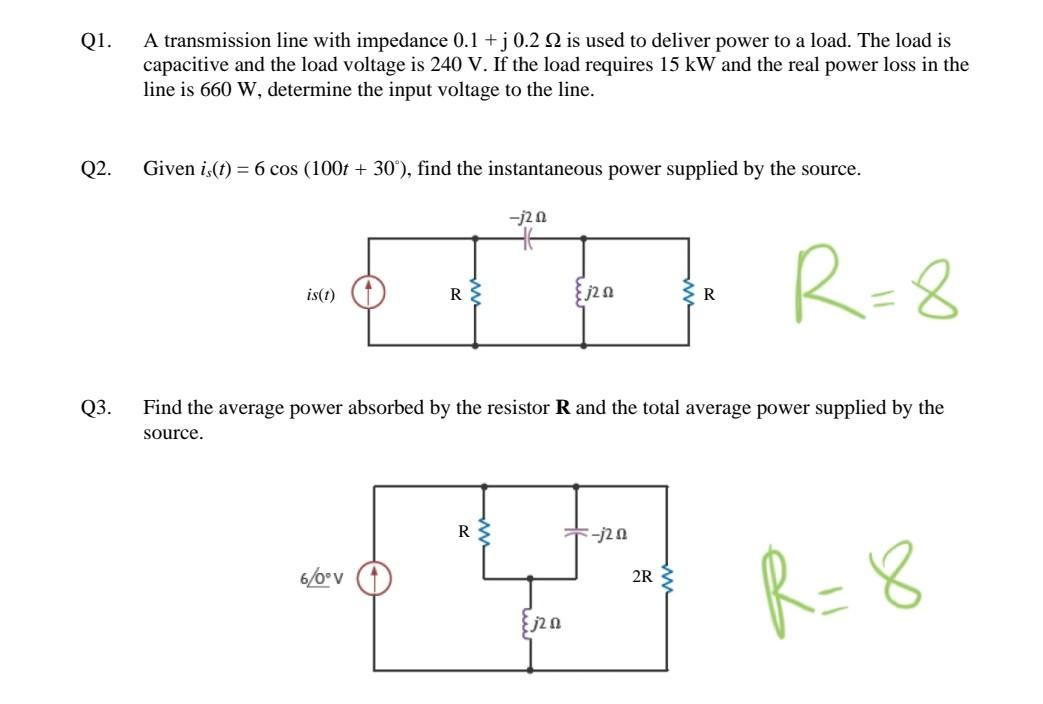 Solved Q1 A Transmission Line With Impedance 0 1 J 0 2 Chegg Com