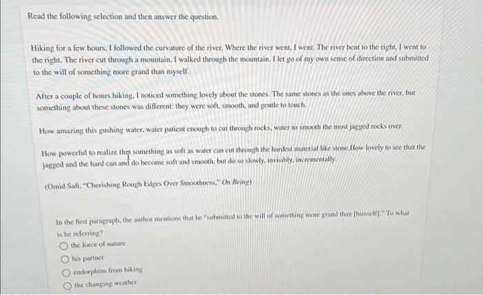 Read the following selection and then answer the | Chegg.com