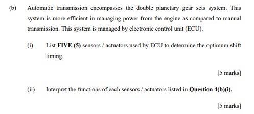 Solved (b) Automatic Transmission Encompasses The Double | Chegg.com