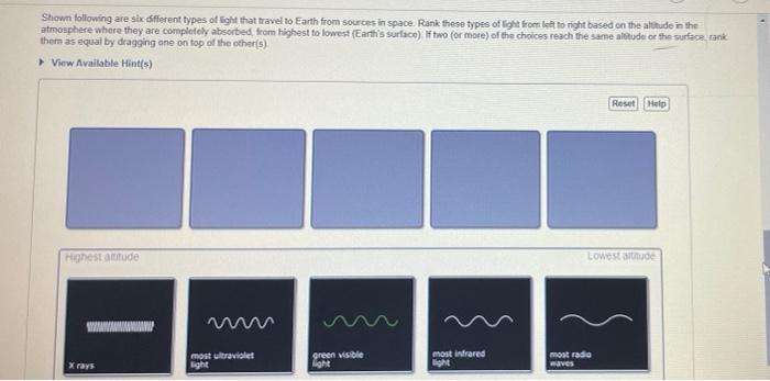 Solved Shown following are six different types of light that | Chegg.com