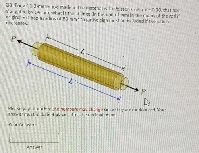 Solved Q3. For a 11.3-meter rod made of the material with | Chegg.com