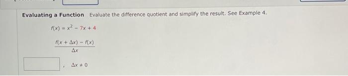 Solved Evaluating a Function Evaluate the difference | Chegg.com