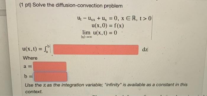 Solved (1 pt) Solve the diffusion-convection problem | Chegg.com