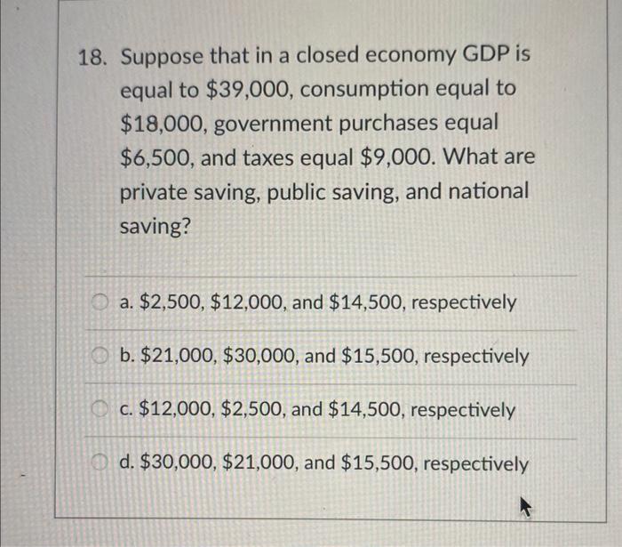 Solved 8. Suppose that in a closed economy GDP is equal to | Chegg.com