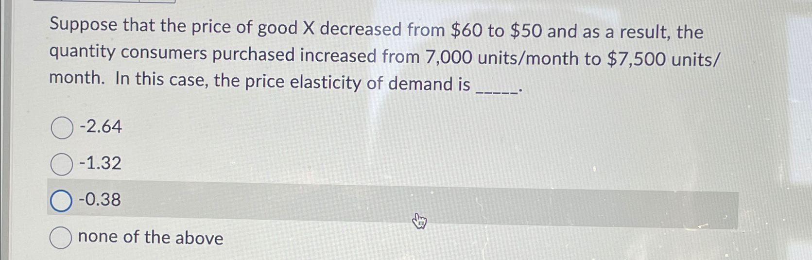Solved Suppose that the price of good x ﻿decreased from $60 | Chegg.com