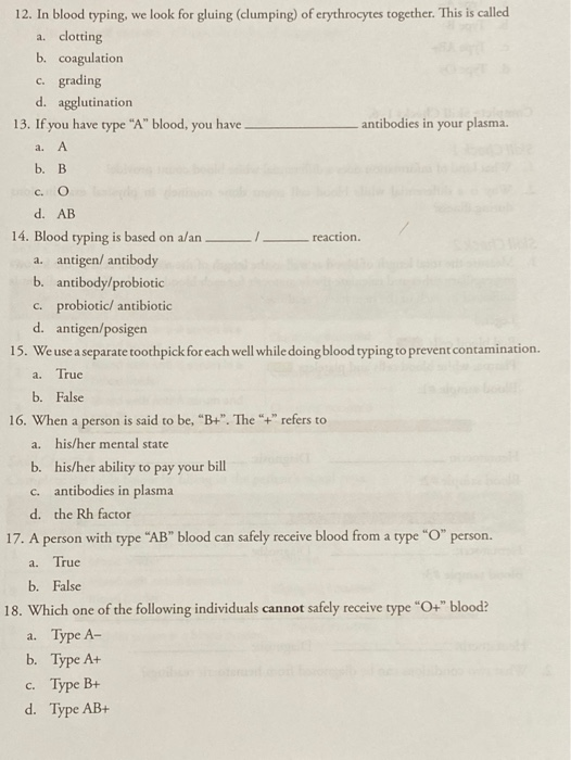 solved-12-in-blood-typing-we-look-for-gluing-clumping-of-chegg