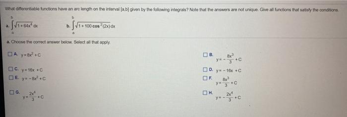 Solved What differentiable functions have an arc length on | Chegg.com