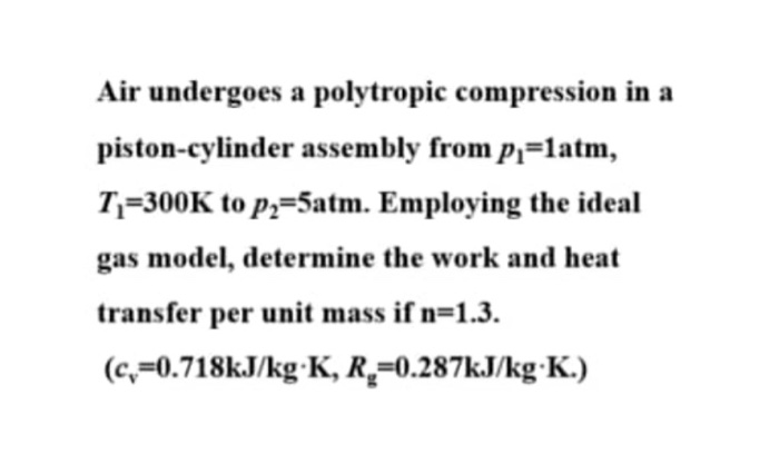 Solved Air undergoes a polytropic compression in a