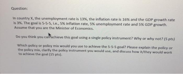 Solved Question: In country X, the unemployment rate is 13%, | Chegg.com