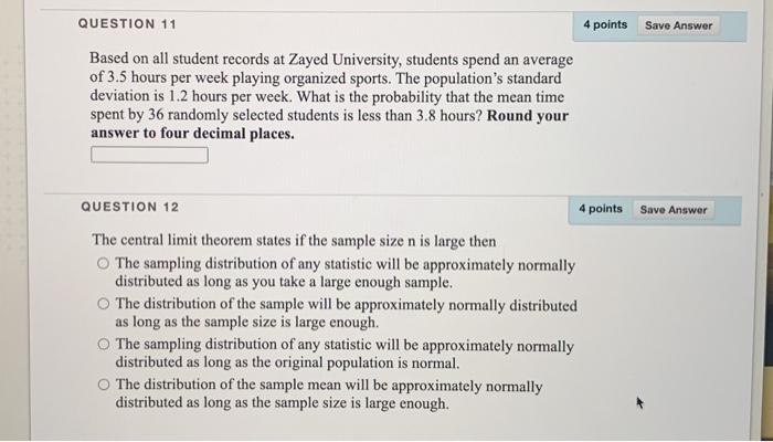 Solved 4 points Save Answer QUESTION 11 Based on all student | Chegg.com