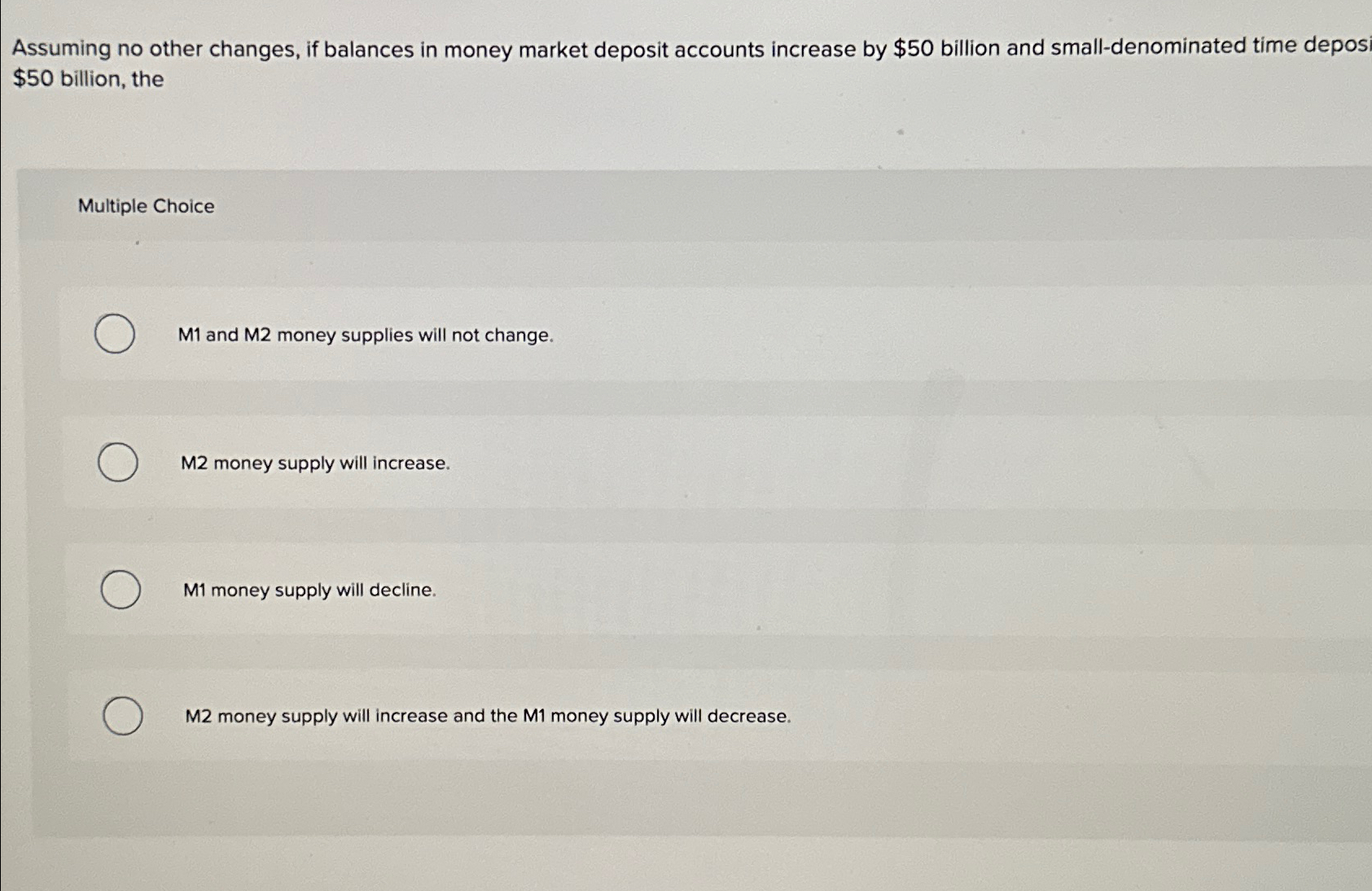 Solved Assuming no other changes, if balances in money | Chegg.com