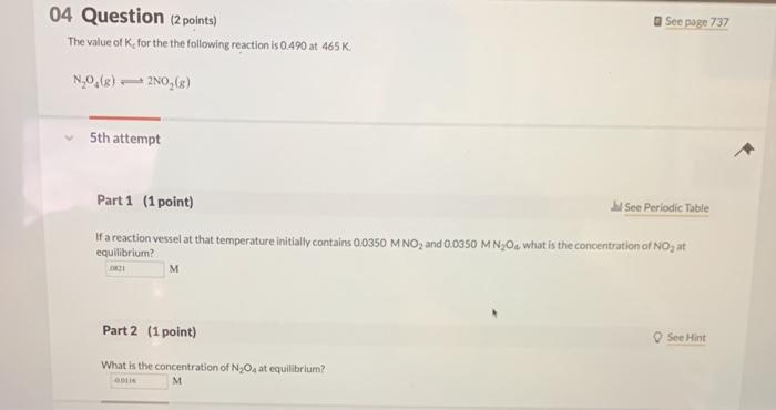 Solved See page 737 04 Question (2 points) The value of | Chegg.com