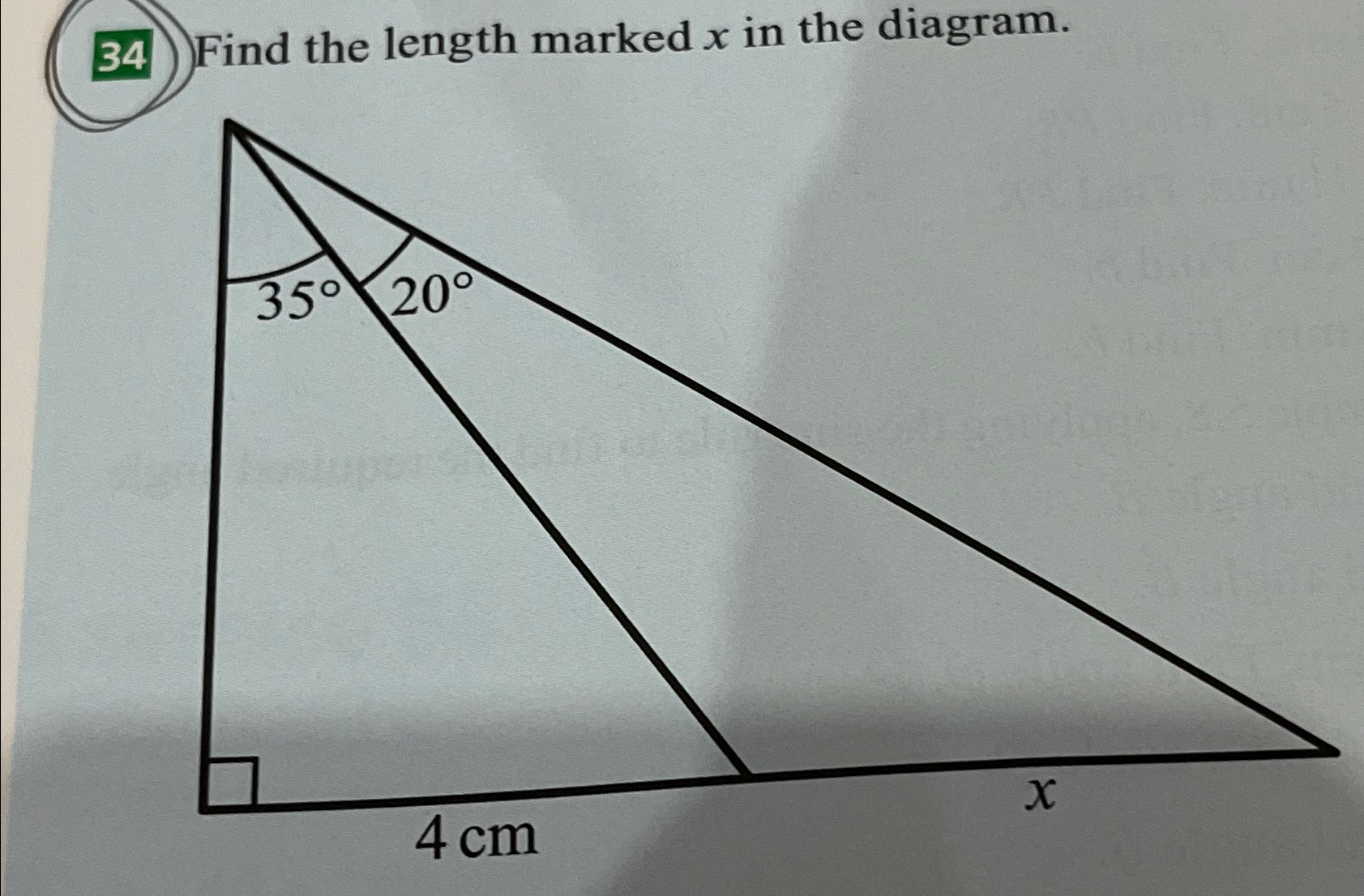 Solved Find the length marked x ﻿in the diagram. | Chegg.com