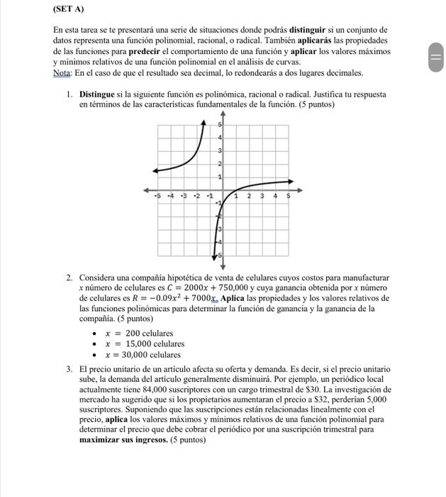 En esta tarea se te presentará una serie de situaciones donde podrás distinguir si un conjunto de datos representa una funció