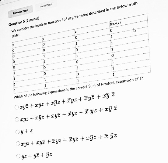 Solved Question 5 (2 ﻿ooints)We consider the boolean | Chegg.com