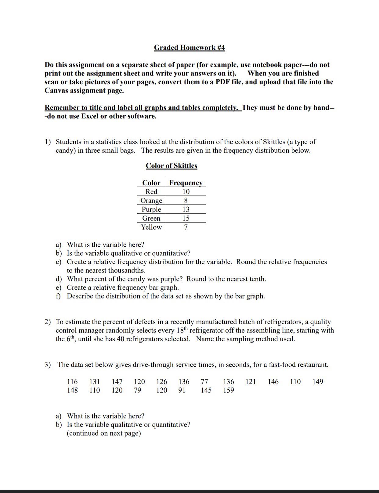 Solved Graded Homework #4Do this assignment on a separate | Chegg.com