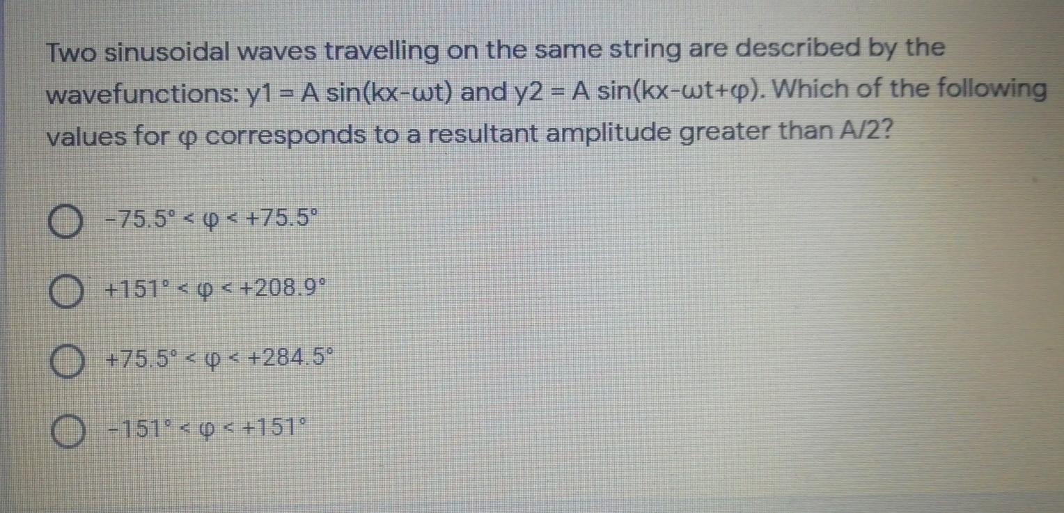 Solved Two sinusoidal waves travelling on the same string | Chegg.com