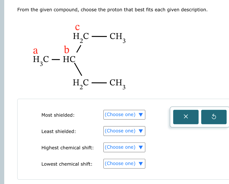Solved From the given compound, choose the proton that best | Chegg.com