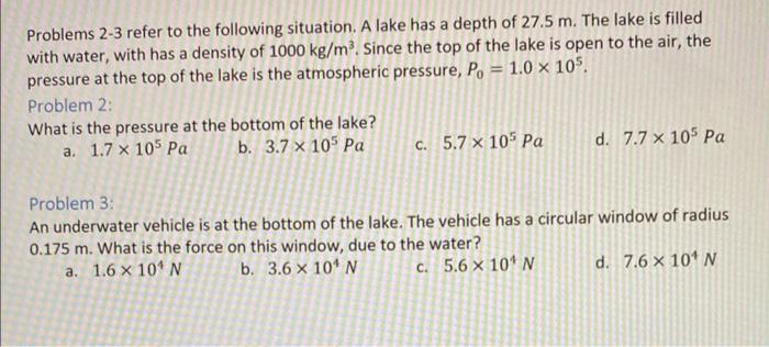 Solved Problems 2−3 refer to the following situation. A lake | Chegg.com